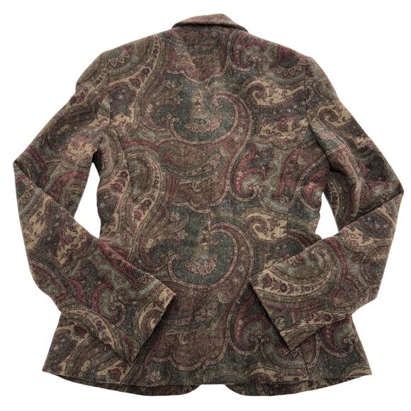 Ralph Lauren Blazer Womens 6 Paisley Wool Made USA Union Jacket Vintage 90s - Picture 2 of 9